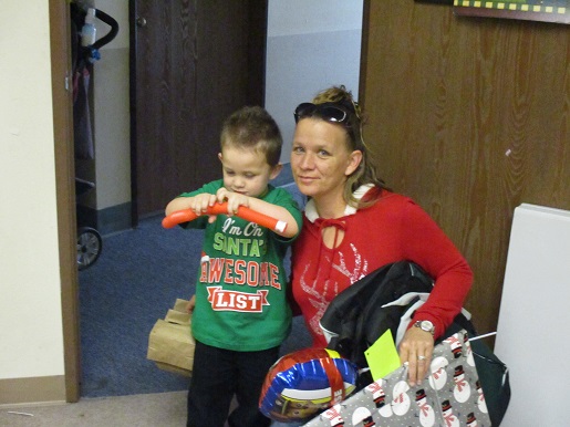 A mother and her child at the Christmas Party